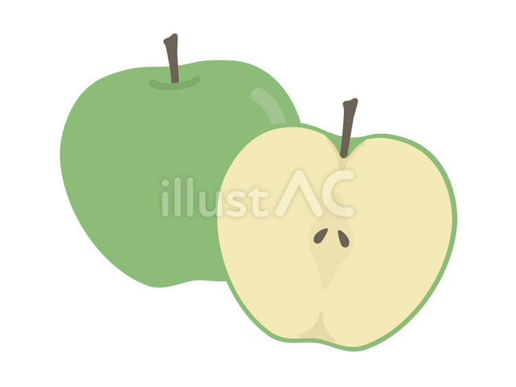 カットされた青りんごと丸ごとの青りんご 青りんご,りんご,食べ物のイラスト素材