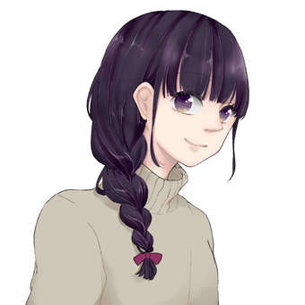 Illustration, girl, braid, black hair, 