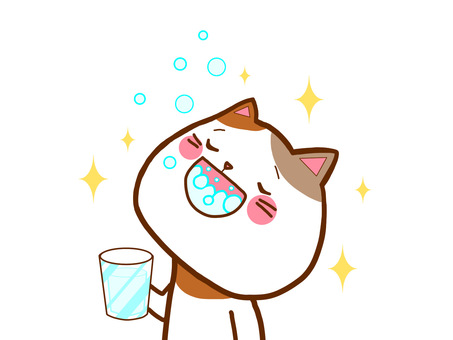 うがい猫さん うがい猫さん うがい,予防,猫のイラスト素材