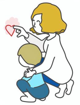 子供に愛を伝えている優しいお母さん 母,子,愛,伝える,励ます,慰める,ハート,肩,抱く,想いのイラスト素材