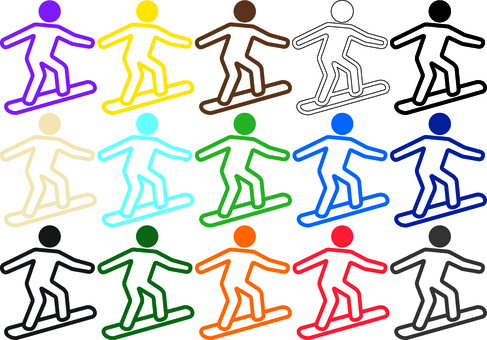 ピクトグラムのスノーボードです。 ピクトグラム,スノーボード,シンプル,スポーツ,冬,雪,アウトドア,板,ジャンプ,滑るのイラスト素材