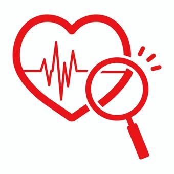 ハートとルーペと波形 ハートとルーペと波形 ハート,心拍,波形,ルーペ,検査,医療,アイコン,命,診察,健康のイラスト素材