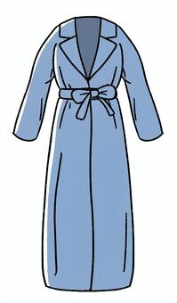 ガウンコート 手描き,冬,上着,リボン,ガウンコート,ガウン,コート,アウター,ロングコート,ベルト付きコートのイラスト素材