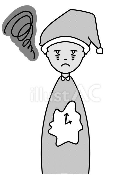 体内時計がぐちゃぐちゃの人　白黒 体内時計,リズム,不眠のイラスト素材