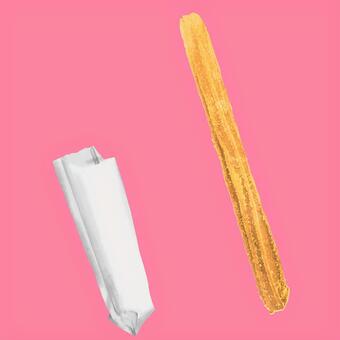 チュロス用紙袋 食べ物,チュロス,映画館,屋台,遊園地,小麦粉,揚げ物,粉砂糖,スイーツ,袋のイラスト素材