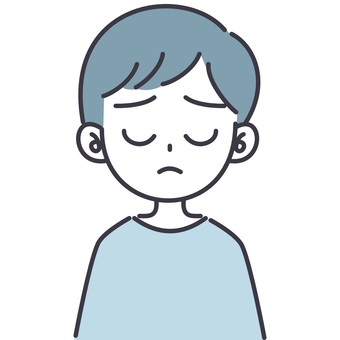 【そのまま使える】二色の男性10 男性,お父さん,お兄さん,顔,短髪,表情,目線,正面,呆れる,困るのイラスト素材