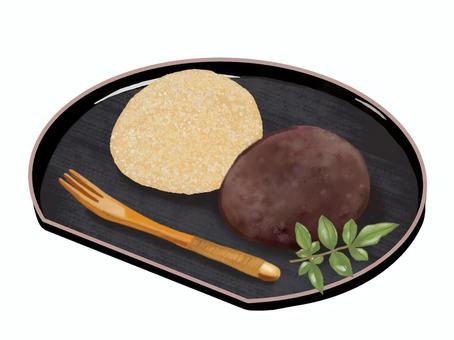 おはぎB おはぎ,小豆,粒あん,きな粉,甘い,ご飯,餅米,ぼたもち,あんころ餅,餡子のイラスト素材
