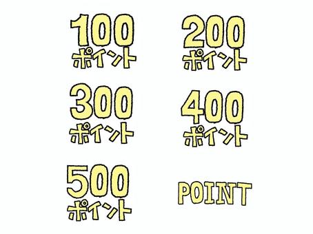 ポイント ポイント ポイント,100,200,300,400,500,文字絵,フォント,セット,pop調のイラスト素材