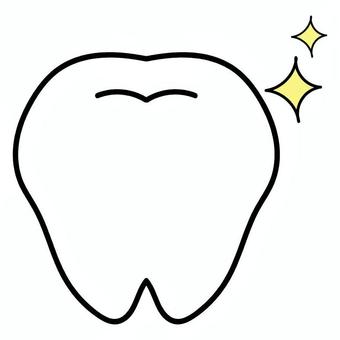 キラキラ付きの溝付きの歯 歯,奥歯,臼歯,乳歯,永久歯,歯医者,白い歯,キラキラ,黄色,輝きのイラスト素材