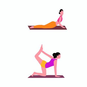 ヨガ 0124 ヨガ,ポーズ,女性,柔軟,ストレッチ,運動,健康,姿勢,体操,フィットネスのイラスト素材