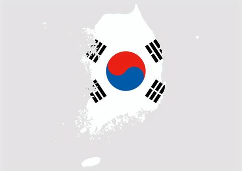 韓国（大韓民国）の地図（国旗柄） 韓国,大韓民国,地図,国旗,外国,海外,地理,土地,国土,地形のイラスト素材