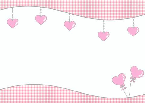 かわいいハートの背景素材⑦チェック夢白 夢可愛い,ゆめかわ,夢かわいい,メルヘン,ハート,背景,フレーム,枠,ハート型,風船のイラスト素材