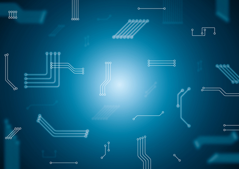 電子回路の青色のデジタル背景 デジタル,電子回路,テクノロジー,基盤,ライン,スタイリッシュ,青色,背景のイラスト素材