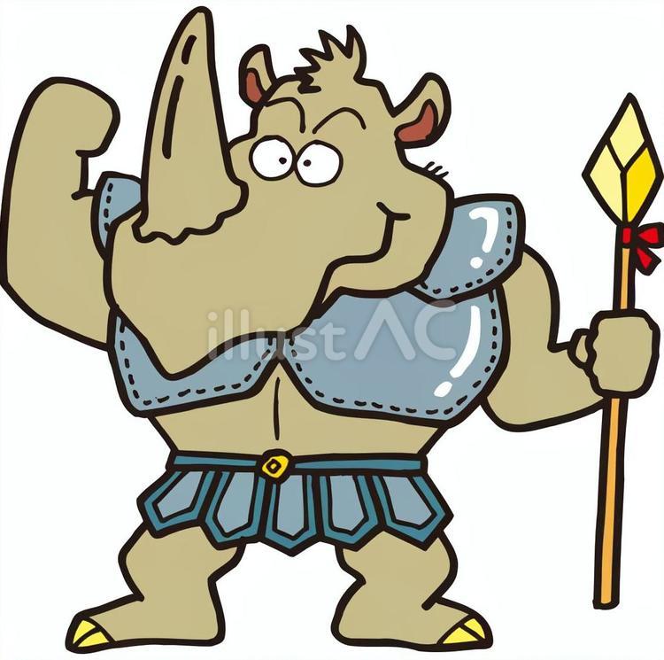 サイ戦士 動物,かわいい,コミカルのイラスト素材