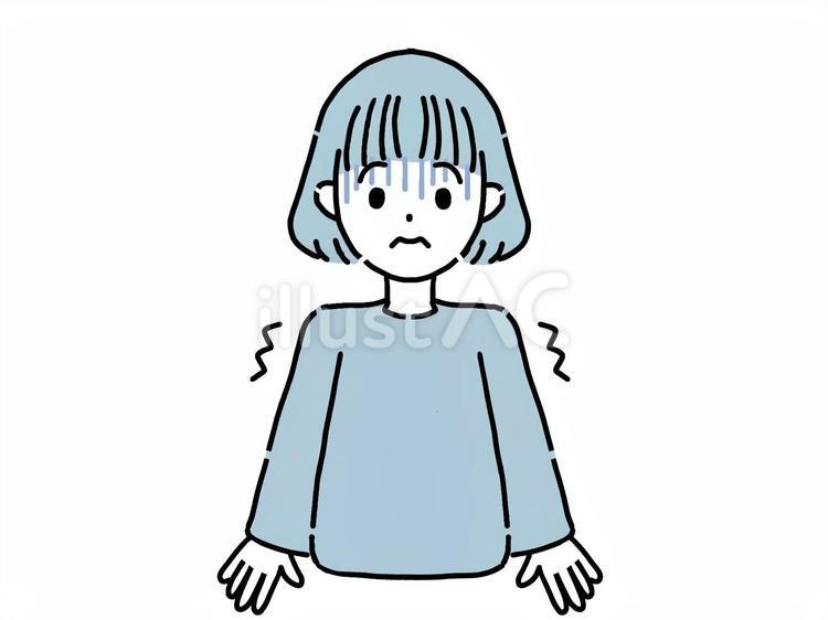 青ざめて震える人 青ざめる,女性,震えるのイラスト素材