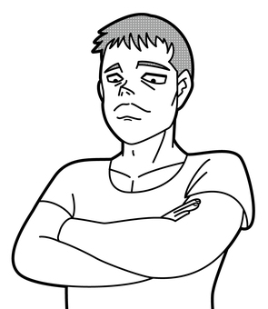 漫画風　腕組み男性 人物,漫画,漫画風,コミック,コミック風,線画,手書き,男性,男,腕組みのイラスト素材