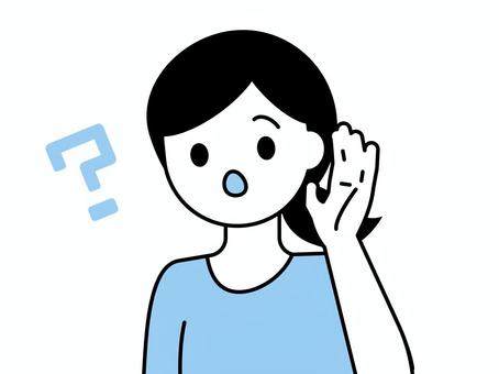 耳を傾ける・澄ます女性のイラスト03 人物,女性,20代,30代,40代,医療,保健,福祉,生活,病院のイラスト素材