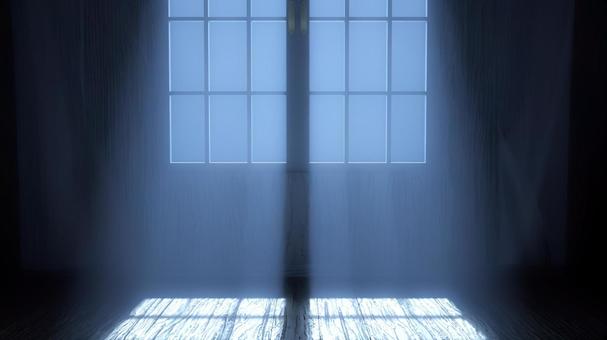 青に染まる窓 光,影,床,木目,窓,光線,静寂,午後,余韻,幻想のイラスト素材