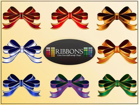 L-0314：リボン2 リボン,飾り,装飾,ラッピング,包装,イベント,赤,青,金,銀のイラスト素材