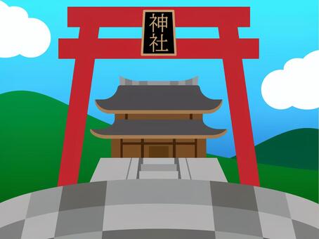 初詣の背景のイラスト 初詣,お正月,神社のイラスト素材
