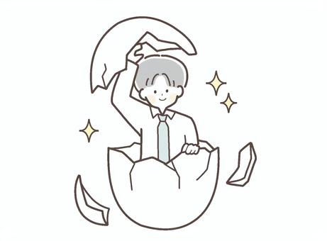 引きこもりから回復した笑顔の男子学生 引きこもり,回復,抜け出す,笑顔,学生,男子,中学生,高校生,ほほ笑み,喜びのイラスト素材