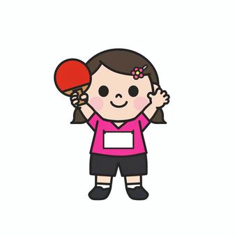 卓球のラケットを持ってアピールする女子4 卓球,卓球部,ラケット,ピンポン,球技,部活,テーブルテニス,インドアスポーツ,室内スポーツ,運動のイラスト素材