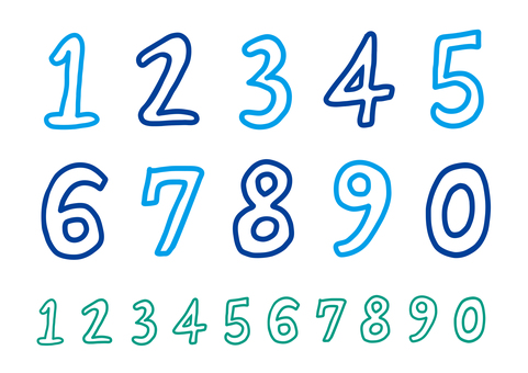 数字 数字,算用数字,ナンバー,番号,順番,順位,数える,可愛い,ゆるい,手描きのイラスト素材
