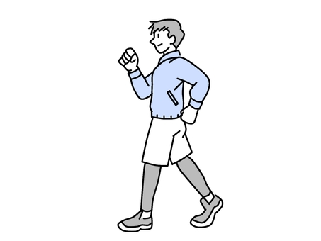 ウォーキングする男性 ウォーキング,男性,運動,シンプル,かわいい,イラストのイラスト素材