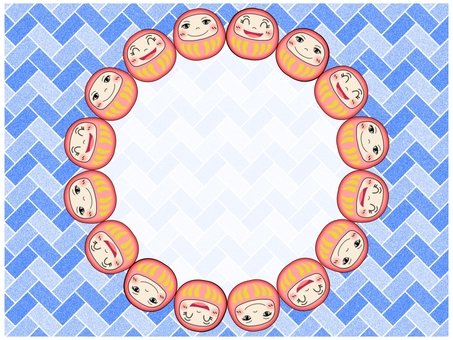 ダルマのフレ−ム だるま,ダルマ,フレーム,ポストカード,メッセージカード,円,丸,サークル,罫線なし,透け感のイラスト素材