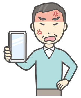 ニット中年男性-247-バスト  ニット中年男性-247-バスト スマホ,怒る,おじさん,男性,中年,お父さん,パパ,シニア,ミドルエイジ,人物のイラスト素材