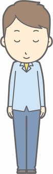 Private suit male a - bow smile - whole body, tiny, people, illustration, JPG, PNG and AI