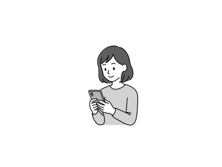 スマホを使う女性(白黒) スマホを使う女性(白黒) スマホ,女性,モノトーン,白黒,イラスト,シンプル,通信,sns,メッセージ,チャットのイラスト素材