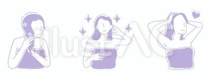 シンプルガーリーな女の子のイラストセット