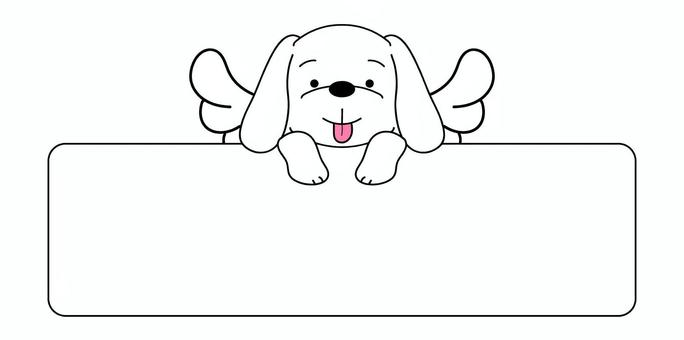 おねだり顔の白い犬のフレーム　羽あり 犬,ペット,ミニチュアダックスフンド,ビーグル,ゴールデンレトリバー,垂れ耳,具合,顔,舌出し,舌のイラスト素材