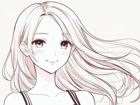 透明感のある漫画風の女の子のイラスト