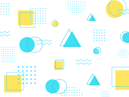 ビビットなメンフィス背景 黄色 水色 背景,メンフィス,ポップ,ビビット,黄色,オレンジ,水色,ターコイズ,カラフル,かわいいのイラスト素材