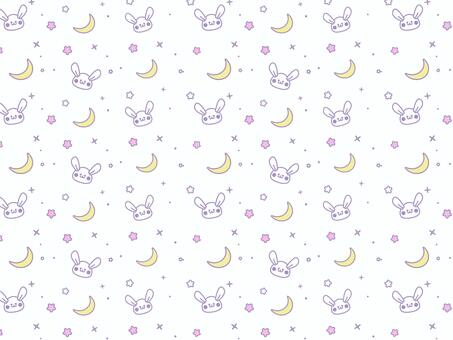 かわいいうさぎと星空のパステル総柄背景 ウサギ,うさぎ,月,星,夜空,天体,かわいい,ポップ,総柄,パターンのイラスト素材