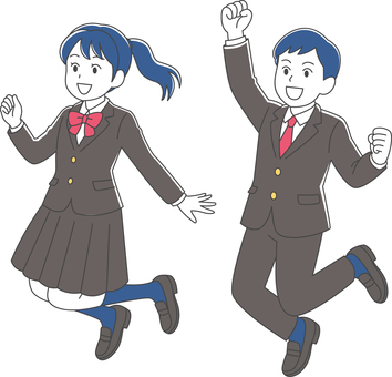 ジャンプする学生 ジャンプ,飛ぶ,躍動,元気,学生,やる気,女子,男子,少年,男の子のイラスト素材