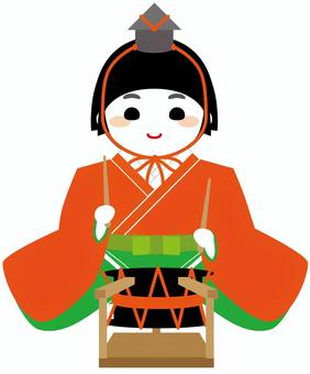 五人囃子（太鼓） ひな祭り,桃の節句,五人囃子,太鼓,お雛様,雛人形,行事,可愛い,おしゃれのイラスト素材