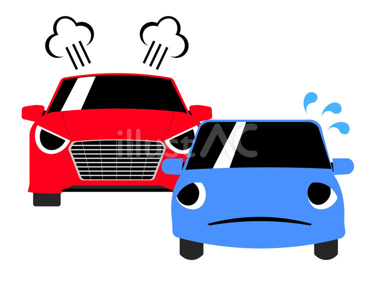 あおり運転する車と困っている車 あおり運転,迷惑,運転のイラスト素材