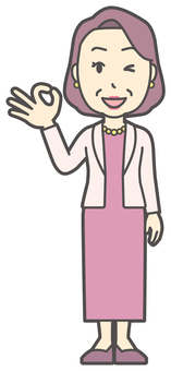  お金持ちマダム-018-全身 おばさん,ok,中年,女性,富裕層,マダム,裕福,お金持ち,ミセス,おばちゃんのイラスト素材