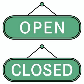 オープンとクローズの掛け札 緑 オープン,クローズ,掛け札,営業,表示,開店,閉店,open,closed,案内のイラスト素材