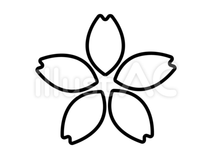 黒の桜の花びらの線画シルエットイラスト