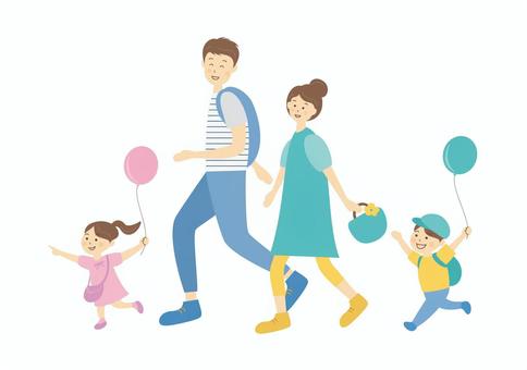 Illustration, bahar, yaz mevsimi, aile, 