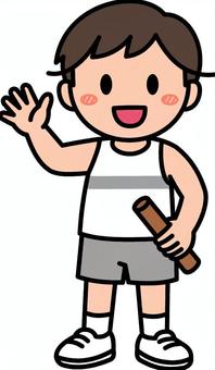黒の陸上の男の子です。 陸上,男の子,シンプル,ランニング,走る,スポーツ,長距離,短距離,リレー,駅伝のイラスト素材