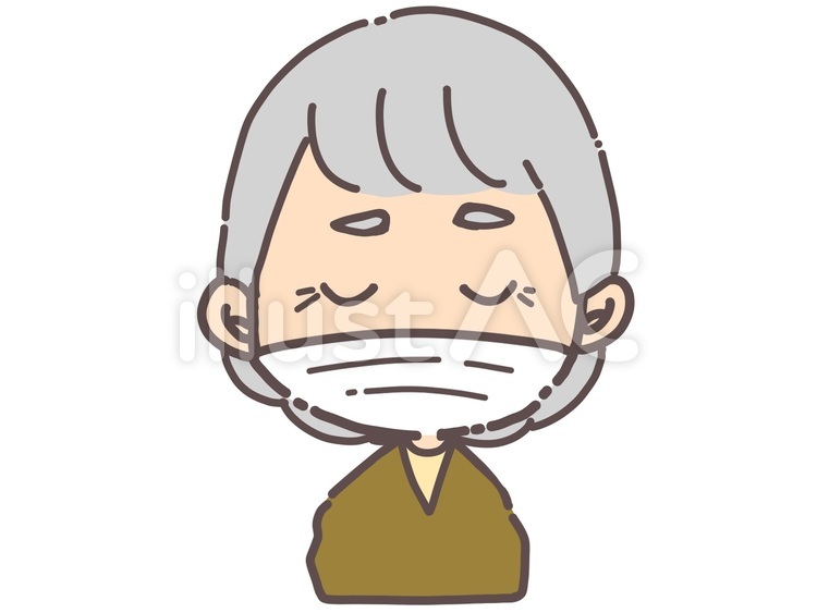 マスクを着用した老女 マスク,マスク着用,大人のイラスト素材