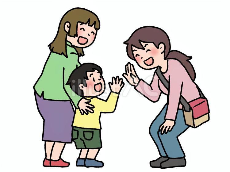 子供に挨拶 挨拶,子供,女性のイラスト素材