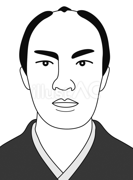 小松帯刀（白黒） 小松帯刀,小松清廉,歴史のイラスト素材