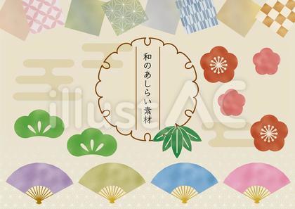 水彩風の可愛い和柄あしらい素材です