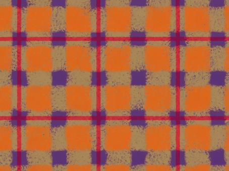 オレンジと紫のチェック柄テクスチャ チェック,模様,パターン,テクスチャ,格子,タータンチェック,ざらざら,背景,壁紙,装飾のイラスト素材